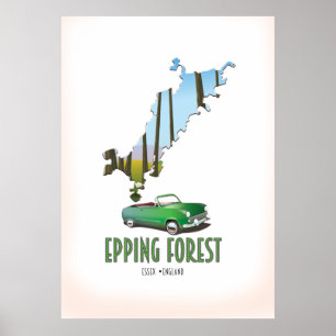 Póster Mapa de Epping Forest Essex Inglaterra