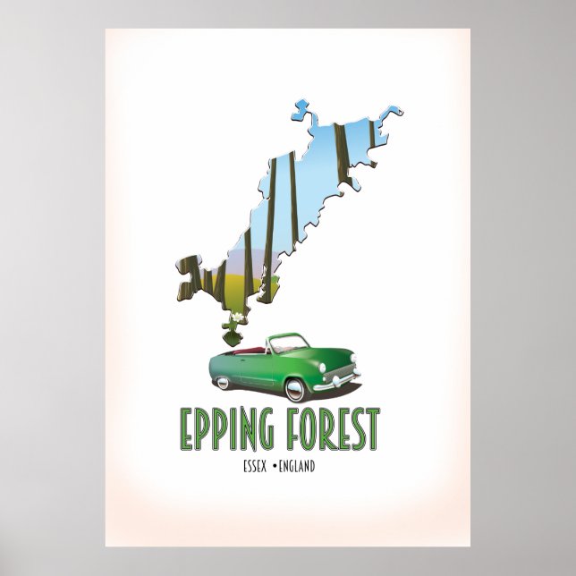 Póster Mapa de Epping Forest Essex Inglaterra (Frente)
