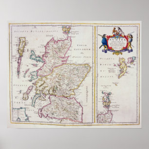 Póster Mapa de Escocia, c.1700