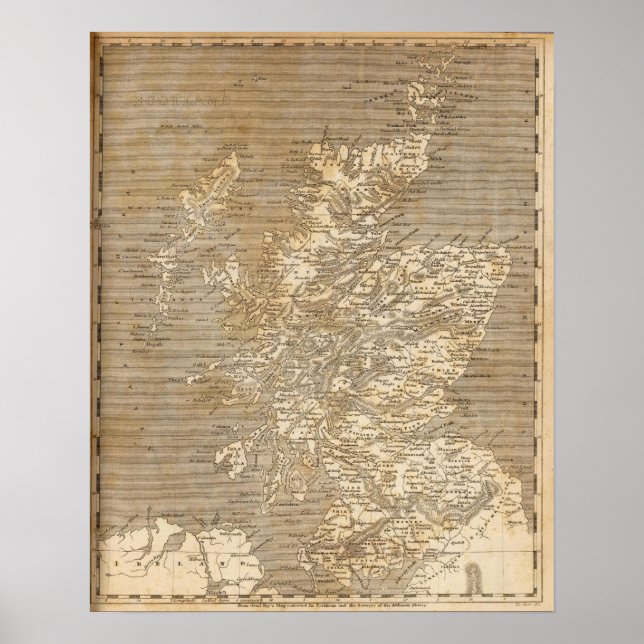 Póster Mapa de Escocia por Arrowsmith (Frente)