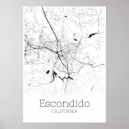 Póster Mapa de Escondido - California - Poster de Mapa de