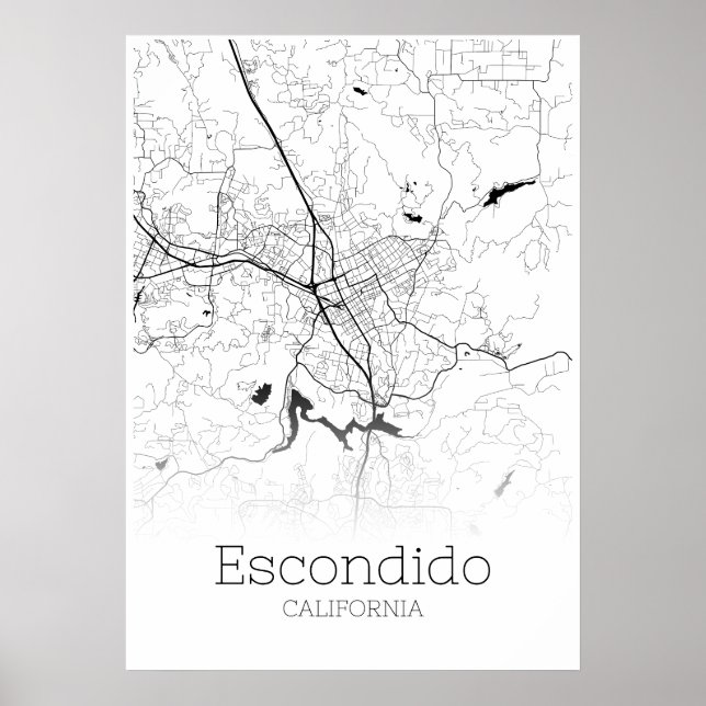 Póster Mapa de Escondido - California - Poster de Mapa de (Frente)