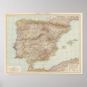 Póster Mapa de España y de Portugal