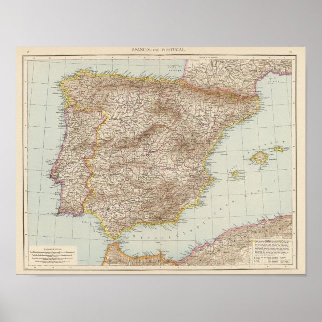 Póster Mapa de España y Portugal (Frente)