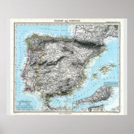 Póster Mapa de España y Portugal (1891)