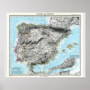Póster Mapa de España y Portugal (1891)
