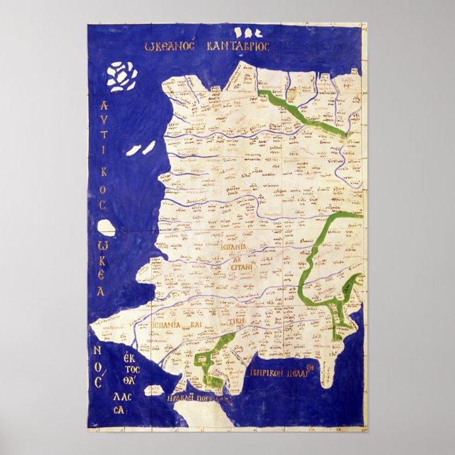 Póster Mapa de España y Portugal, de 'Geografía' (Frente)