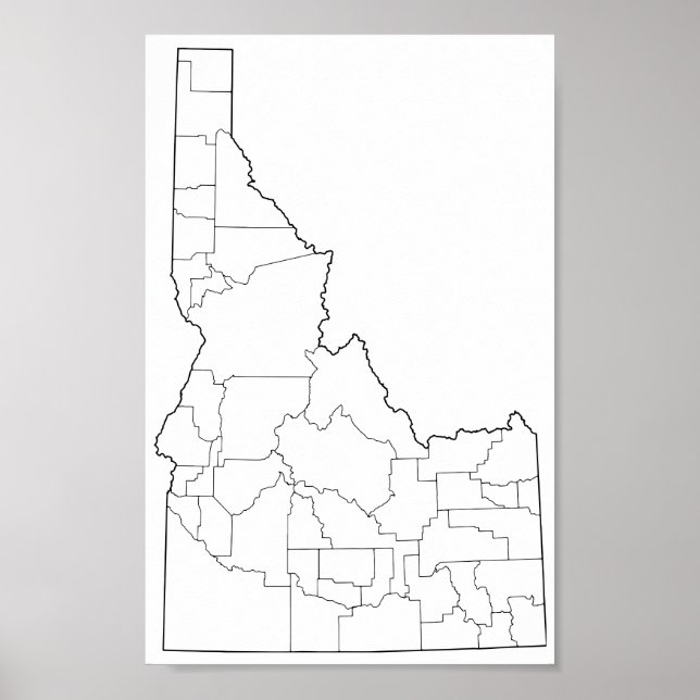 Póster Mapa de esquema de condados de Idaho (Frente)