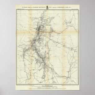 Póster Mapa de esquema del distrito de Washoe