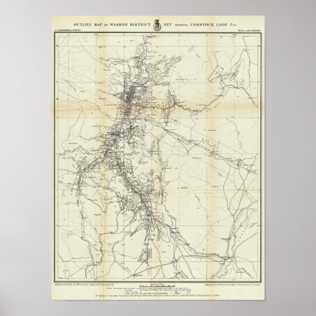 Póster Mapa de esquema del distrito de Washoe (Frente)