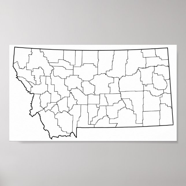 Póster Mapa de esquema en blanco de los condados de Monta (Frente)