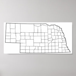 Póster Mapa de esquema en blanco de los condados de Nebra