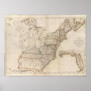Póster Mapa de Estados Unidos