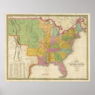 Póster Mapa de Estados Unidos