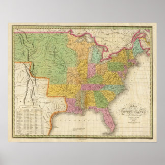 Póster Mapa de Estados Unidos