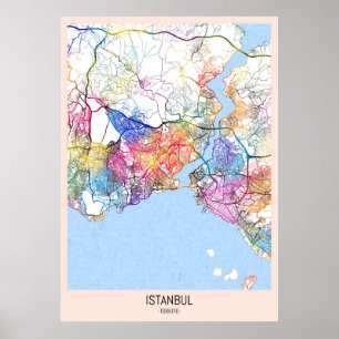 Póster Mapa de Estambul en la ciudad de Türkiye