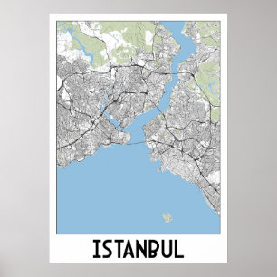 Póster Mapa de Estambul, Turquía