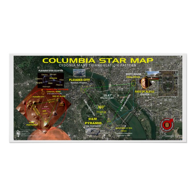 Póster Mapa de estrellas de Columbia (Anverso)
