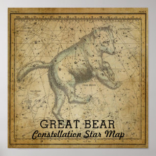 Póster Mapa de Estrellas de Constelación Grande Bear Ursa