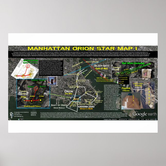 Póster Mapa de estrellas de Manhattan Orion 1 (Frente)