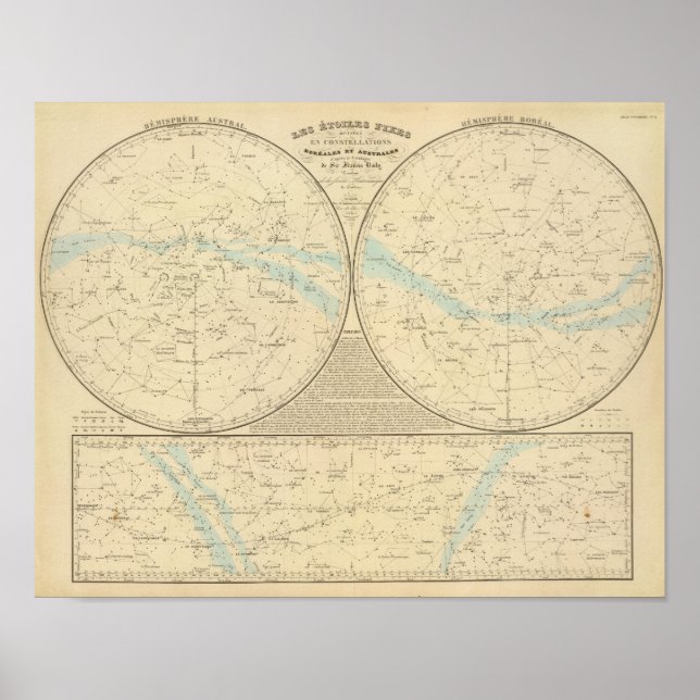 Póster Mapa de estrellas fijas (Frente)