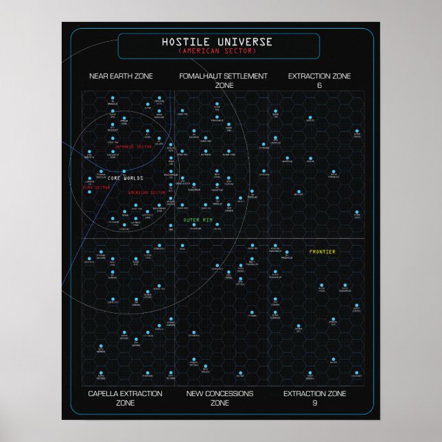 Póster Mapa de estrellas HOSTILES (Frente)