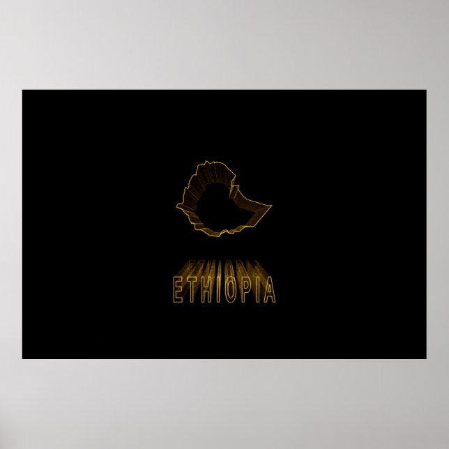 Póster Mapa de Etiopía, Mapa de Oro (Frente)