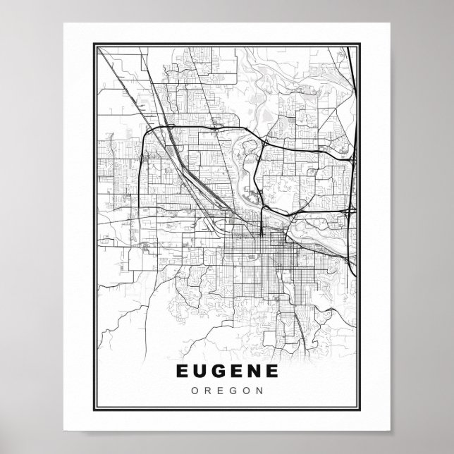 Póster Mapa de Eugene (Frente)