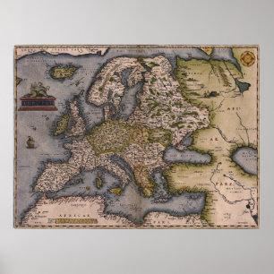 Póster Mapa de Europa 1572