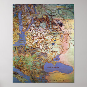 Póster Mapa de Europa Central