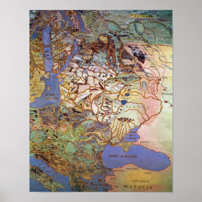 Póster Mapa de Europa Central (Frente)