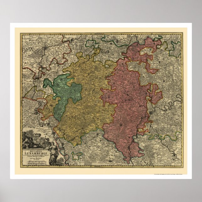 Póster Mapa de Europa de Luxemburgo 1712 (Frente)