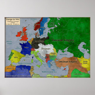 Póster Mapa de Europa en 1914