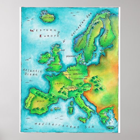 Mapa Europa Occidental Físico - Almacén Alquián Hóptimo