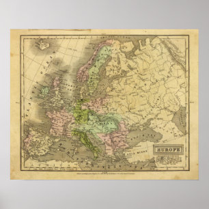 Póster Mapa de Europa Olney