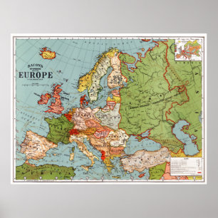 Póster Mapa de Europa, por G. Washington Bacon (1830-1922