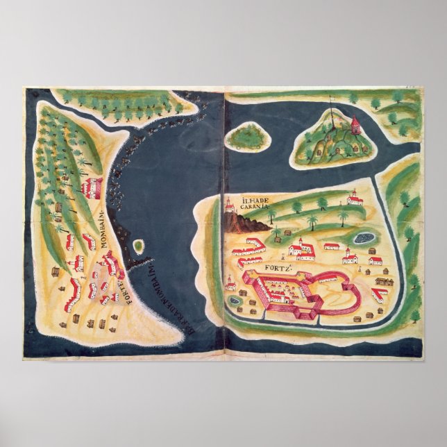 Póster Mapa de exploración portuguesa de Mombassa (Frente)