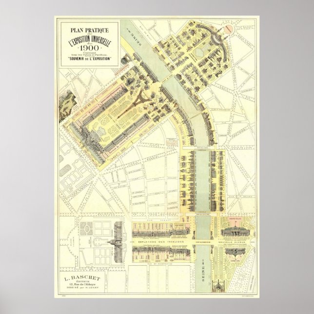 Póster Mapa de Exposiciones de París de 1900 (Frente)