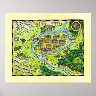 Póster Mapa de Fantasía de Fortunicidad