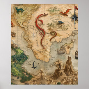 Póster Mapa de fantasía versión 4