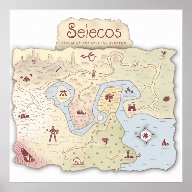 Póster Mapa de fantasías de aventuras selectivas (Frente)