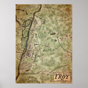 Póster Mapa de fantasías de Troy, Nueva York