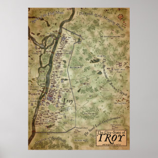 Póster Mapa de fantasías de Troy, Nueva York