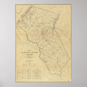 Póster Mapa de Fauquier, Virginia, 1914