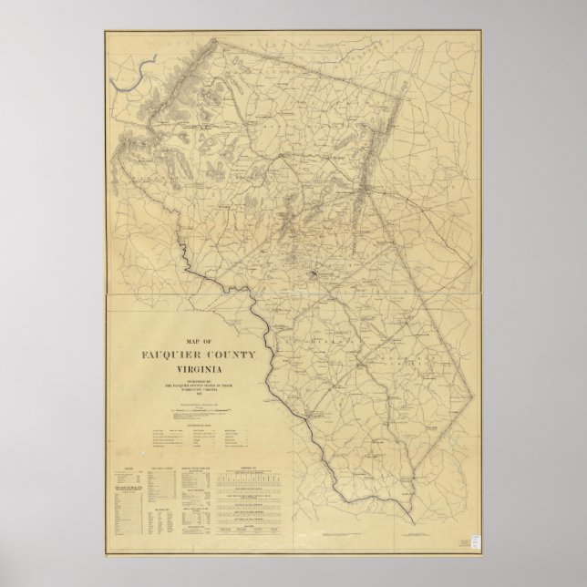 Póster Mapa de Fauquier, Virginia, 1914 (Frente)