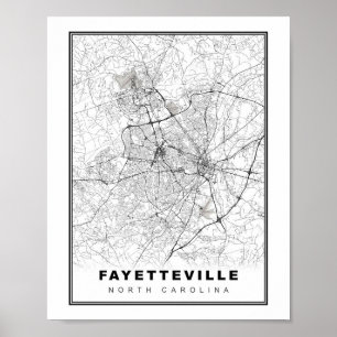 Póster Mapa de Fayetteville