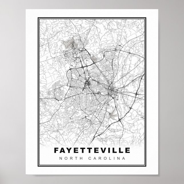 Póster Mapa de Fayetteville (Frente)