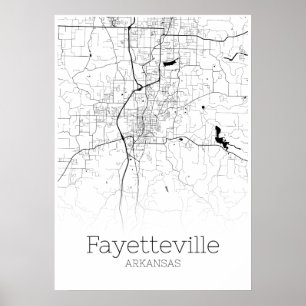 Póster Mapa de Fayetteville - Arkansas - Poster de mapas 