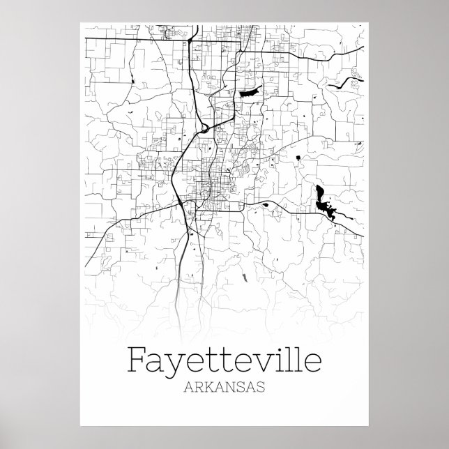 Póster Mapa de Fayetteville - Arkansas - Poster de mapas  (Frente)