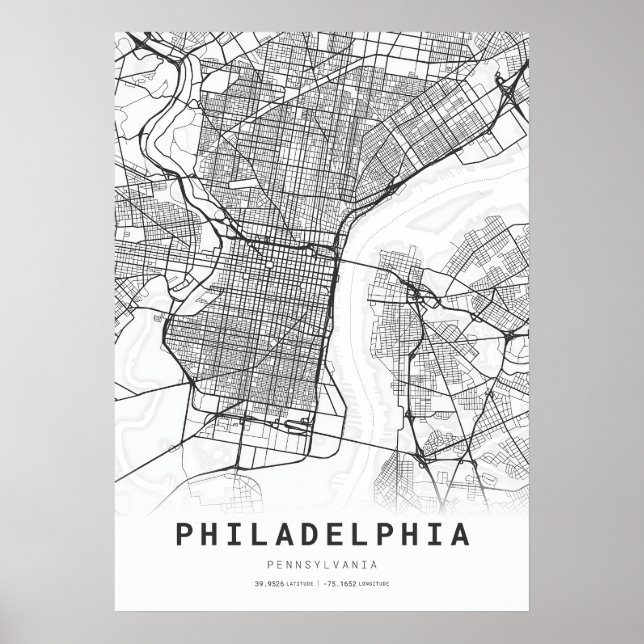 Póster Mapa de Filadelfia (Frente)